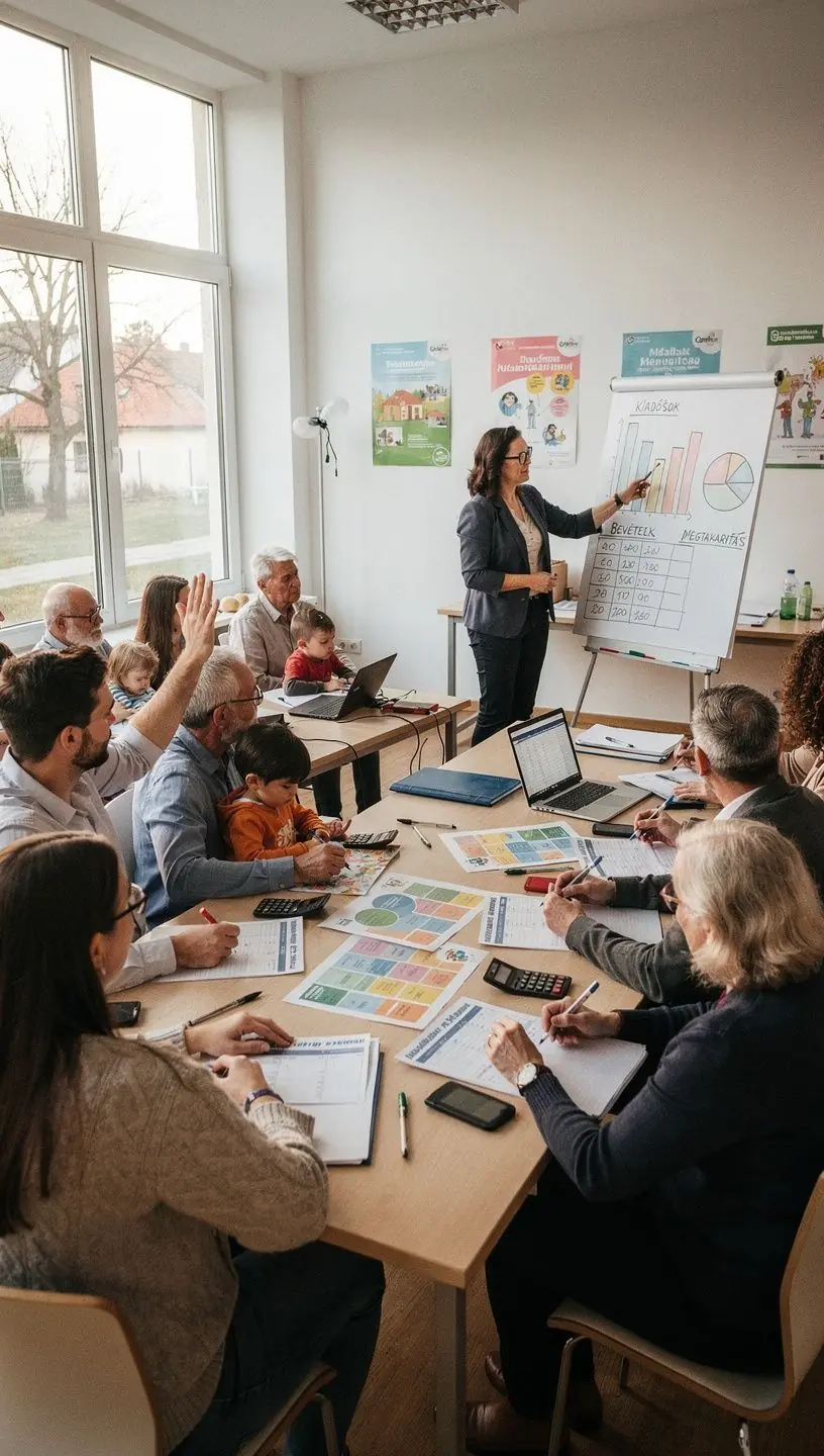 Olvasók egy könyvesboltban, akik személyes pénzügyi könyveket böngésznek és megvásárolnak a pénzügyi tudatosság fejlesztésére.